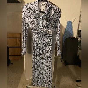 Seraphine Blue and Black Long Sleeve Maternity Dress